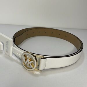 Michael Kors Genuine Leather women’s Belt MK buckle White. NWT